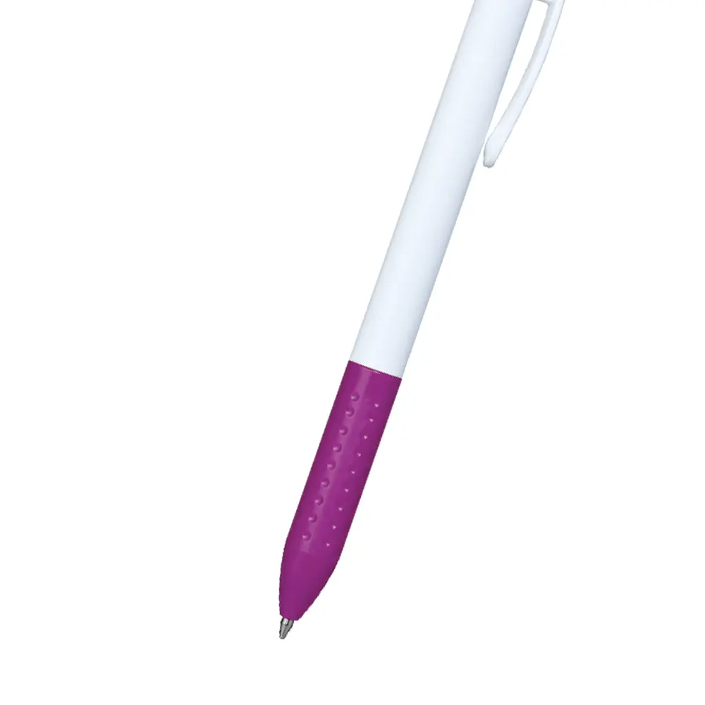 BOLIGRAFO CLICK PLUS BLANCO CON MORADO DETALLE.webp