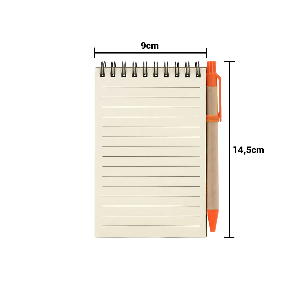 LIBRETA ECOLOGICA HEGA NARANJA CON BOLIGRAFO MEDIDAS.jpg.webp
