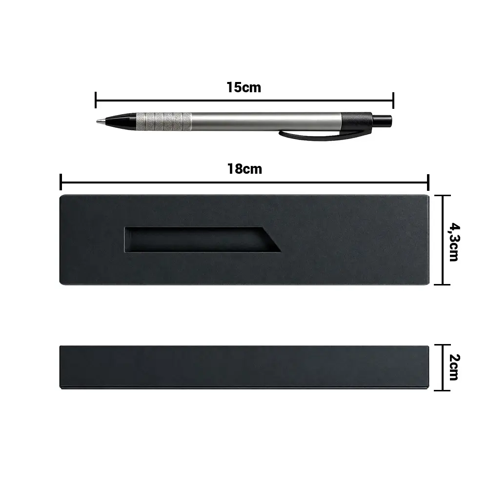 estuche con boligrafo metalico gris medidas.webp