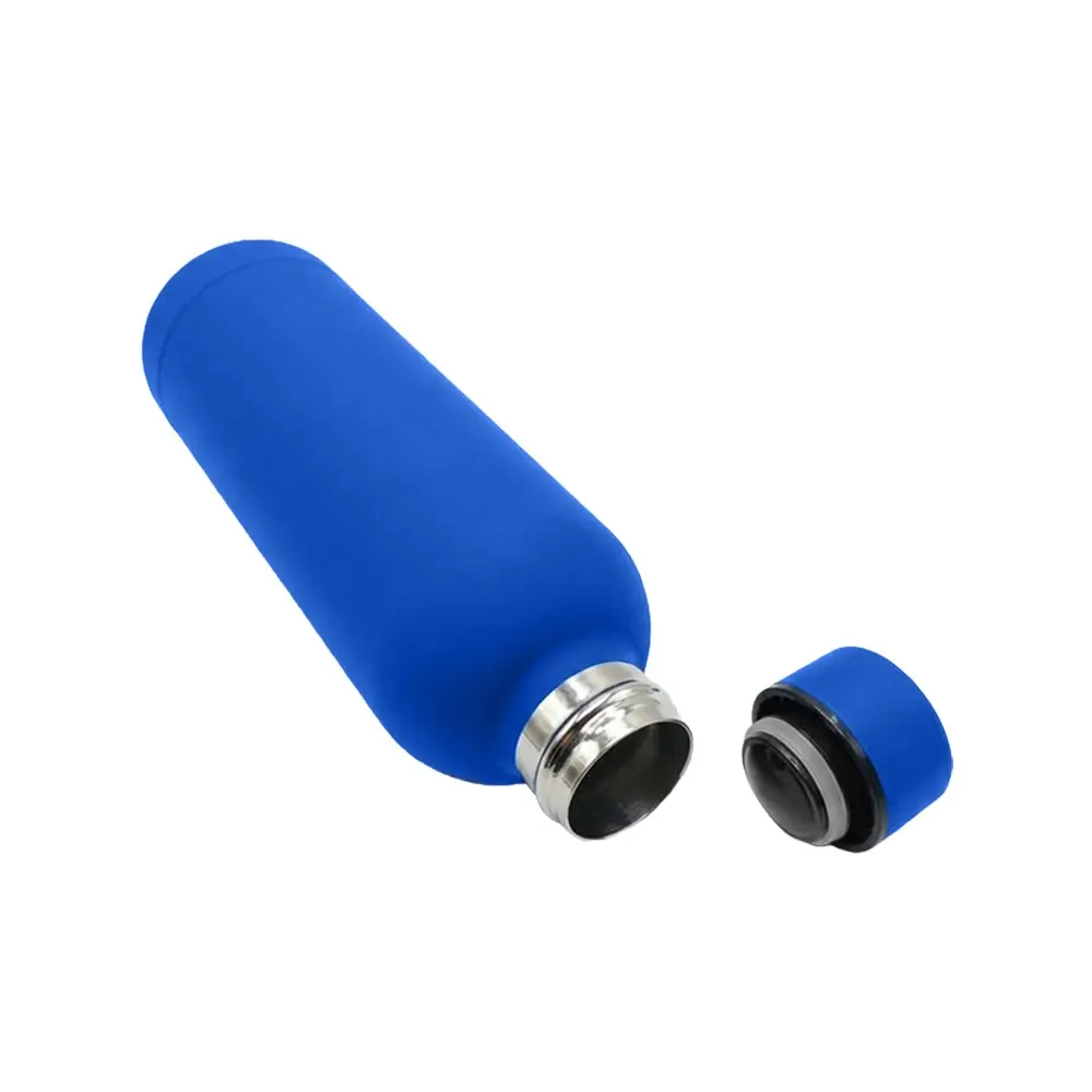 termo rubber de acero inoxidable azul electrico acostado.webp
