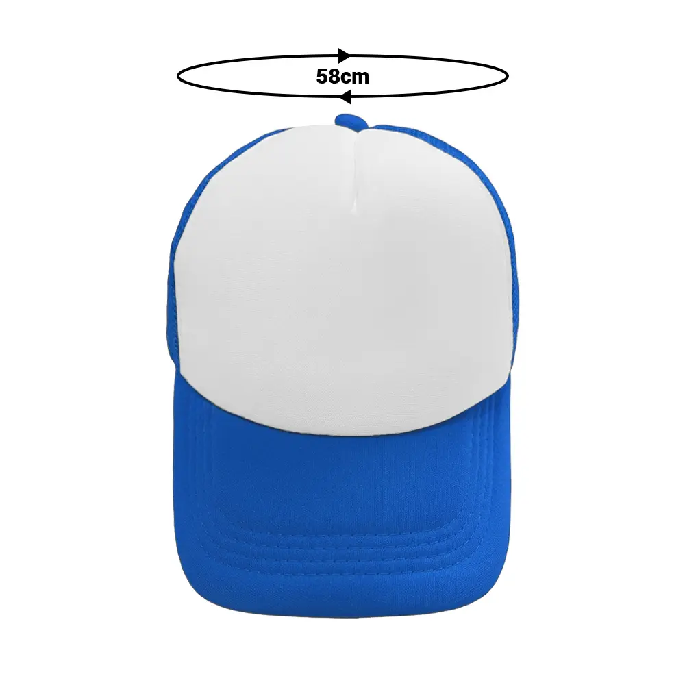 GORRA CAMIONERA DE COLOR AZUL CON BLANCO MEDIDAS.webp