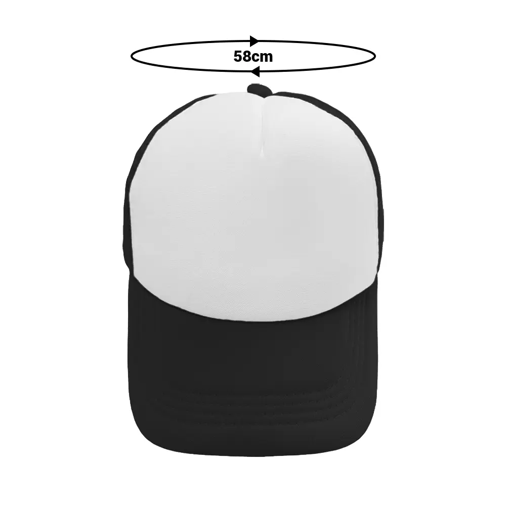 GORRA CAMIONERA DE COLOR NEGRO CON BLANCO MEDIDAS.webp