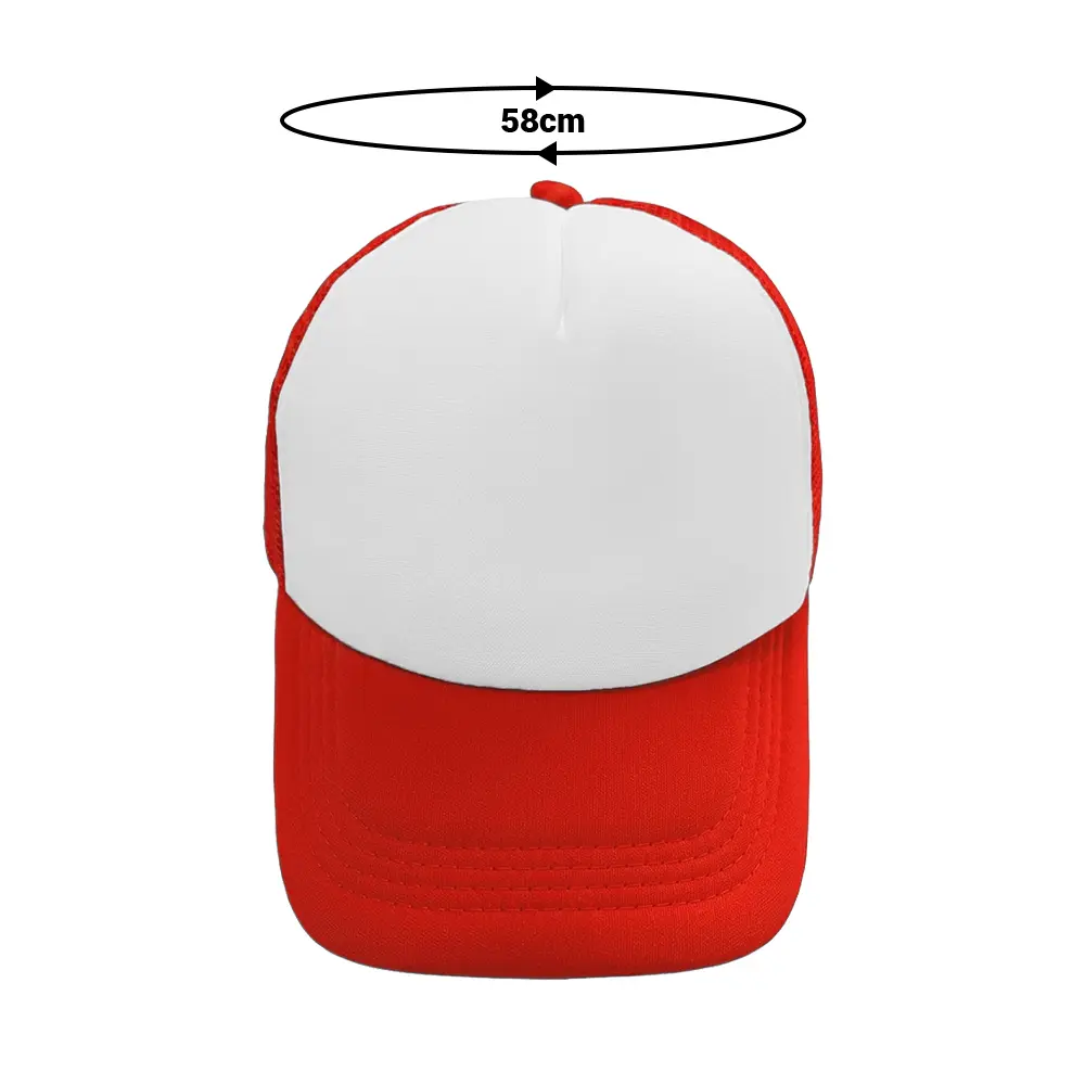 GORRA CAMIONERA DE COLOR ROJO CON BLANCO MEDIDAS.webp