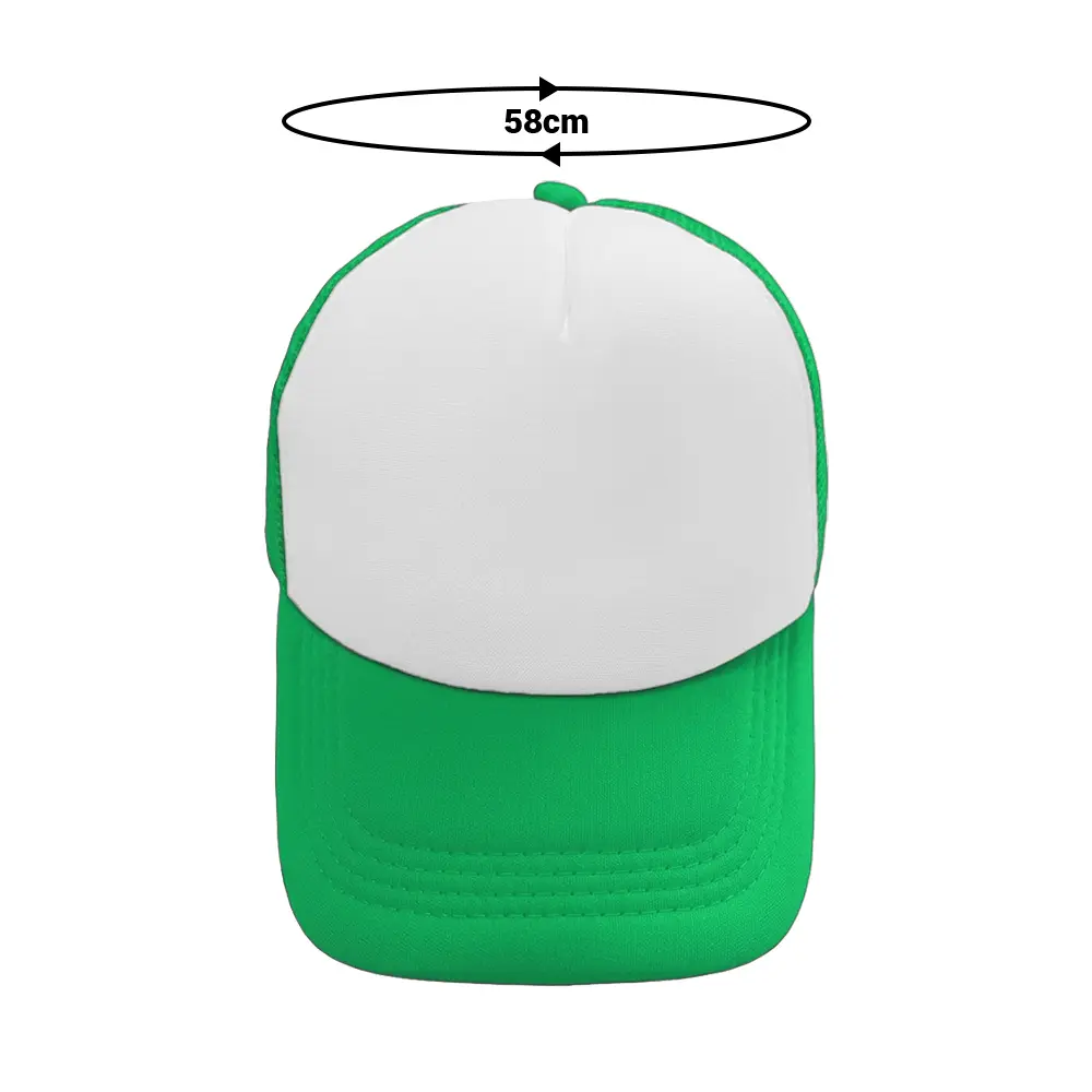 GORRA CAMIONERA DE COLOR VERDE CON BLANCO MEDIDAS.webp