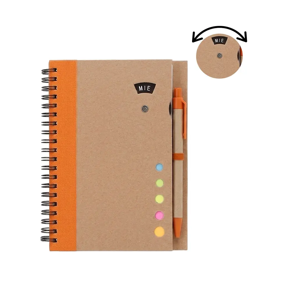 cuaderno ecologico post it naranja lado.webp