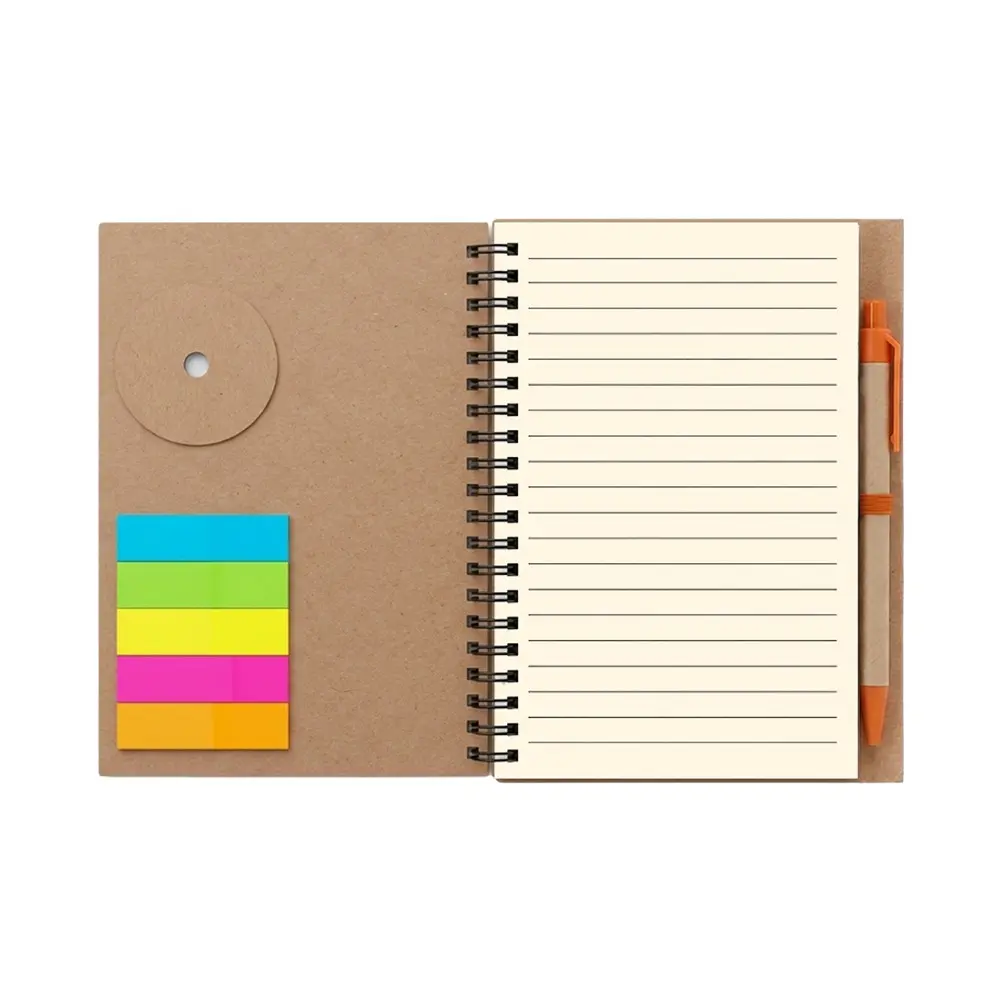 cuaderno ecologico post it naranja abierto.webp