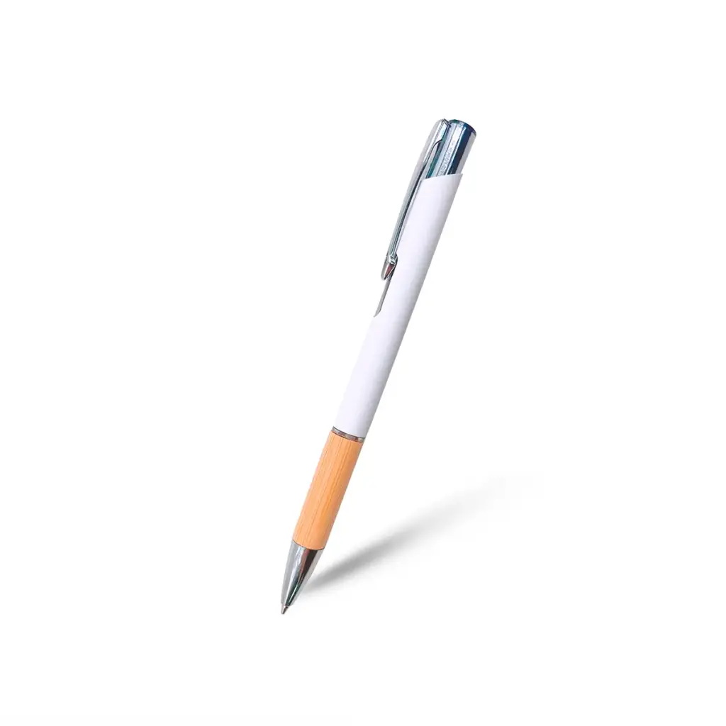 BOLIGRAFO METALICA BAMBOO ALFA BLANCO