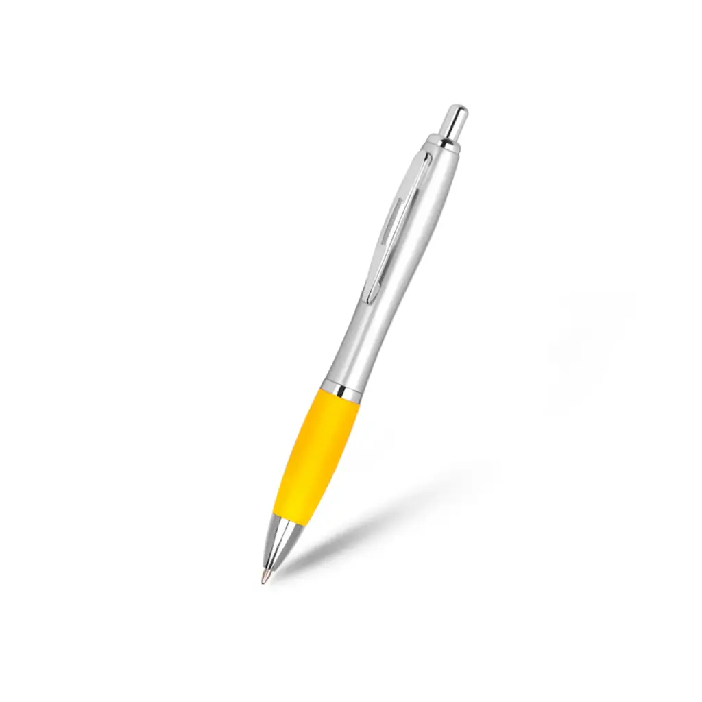 BOLIGRAFO SUPREMA PLATEADO CON AMARILLO