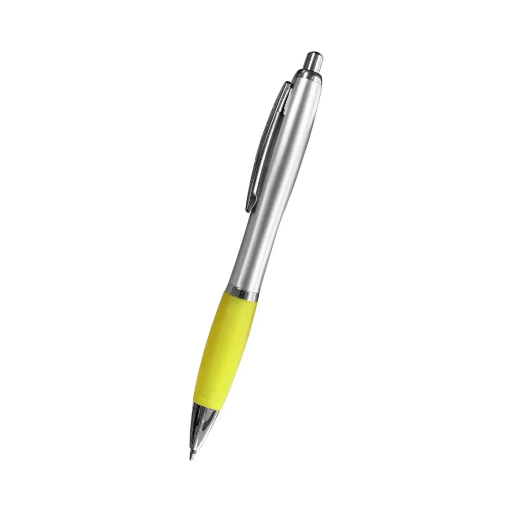 BOLIGRAFO SUPREMA PLATEADO CON AMARILLO