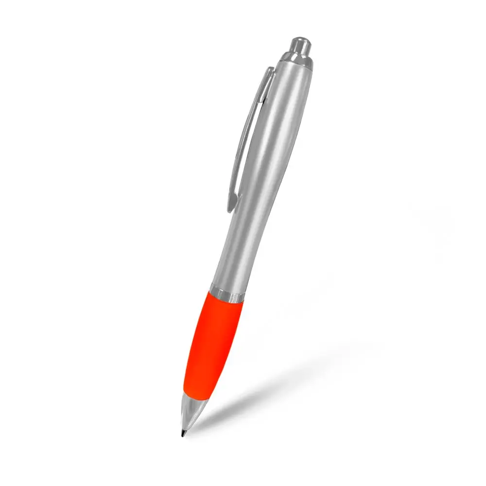 BOLIGRAFO SUPREMA PLATEADO CON NARANJA
