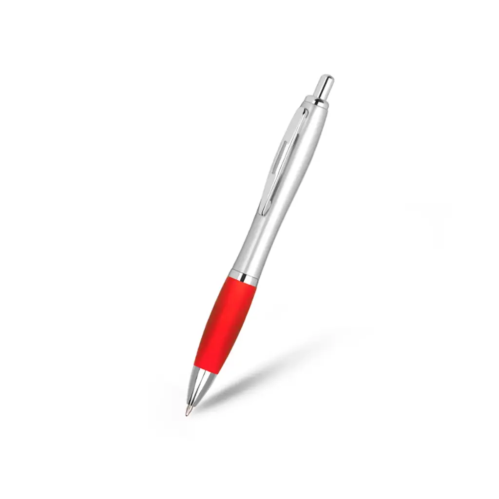 BOLIGRAFO SUPREMA PLATEADO CON ROJO