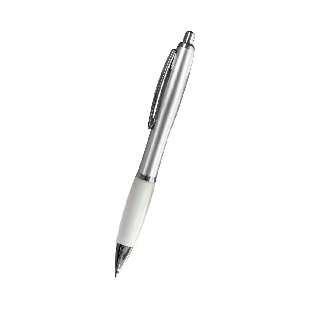 BOLIGRAFO SUPREMA PLATEADO CON TRANSPARENTE