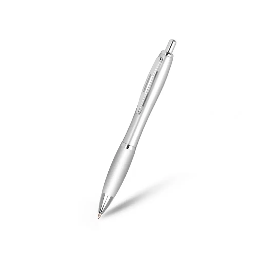 BOLIGRAFO SUPREMA PLATEADO CON TRANSPARENTE