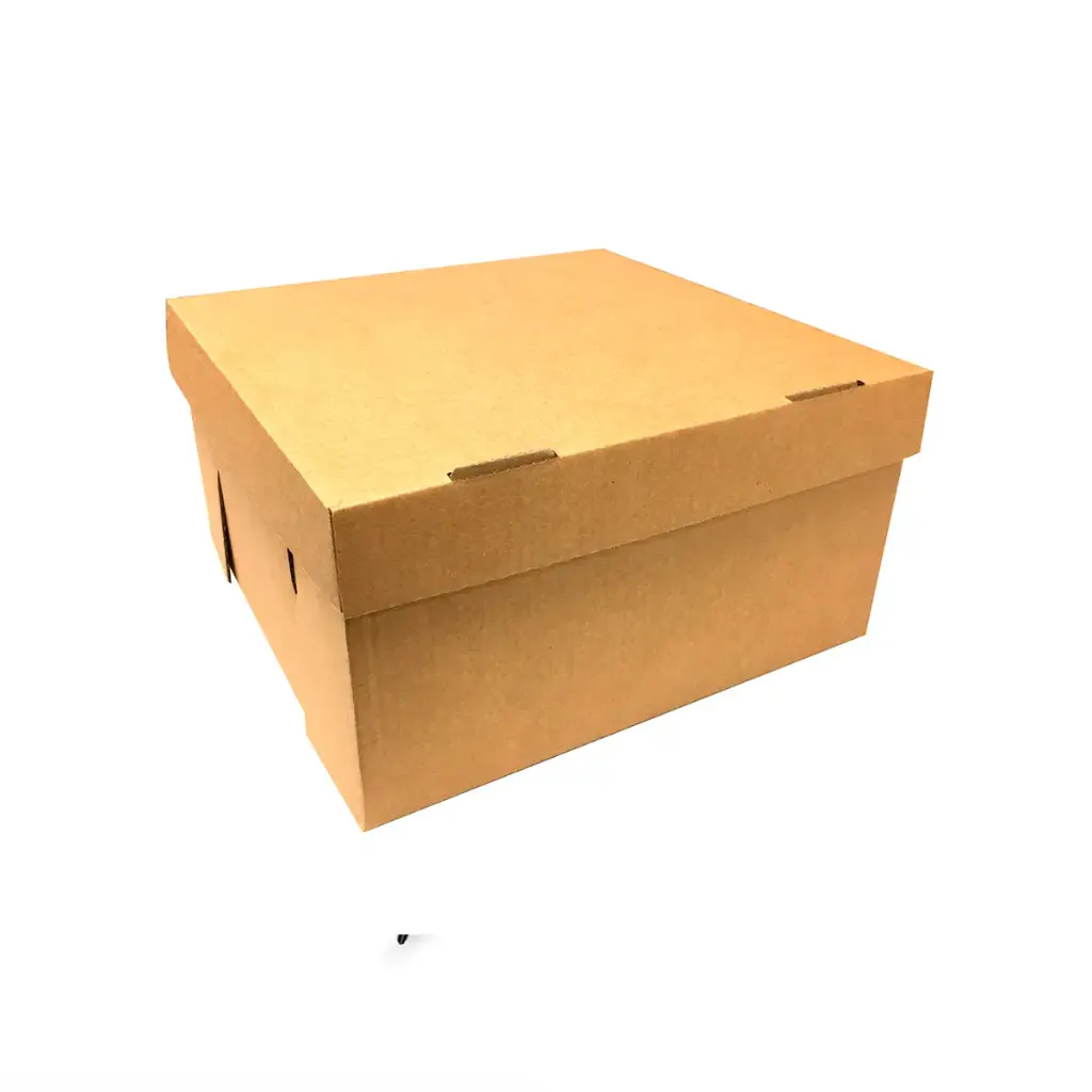 CAJA CUADRADA KRAFT CON TAPA 26X26X13.8 CM