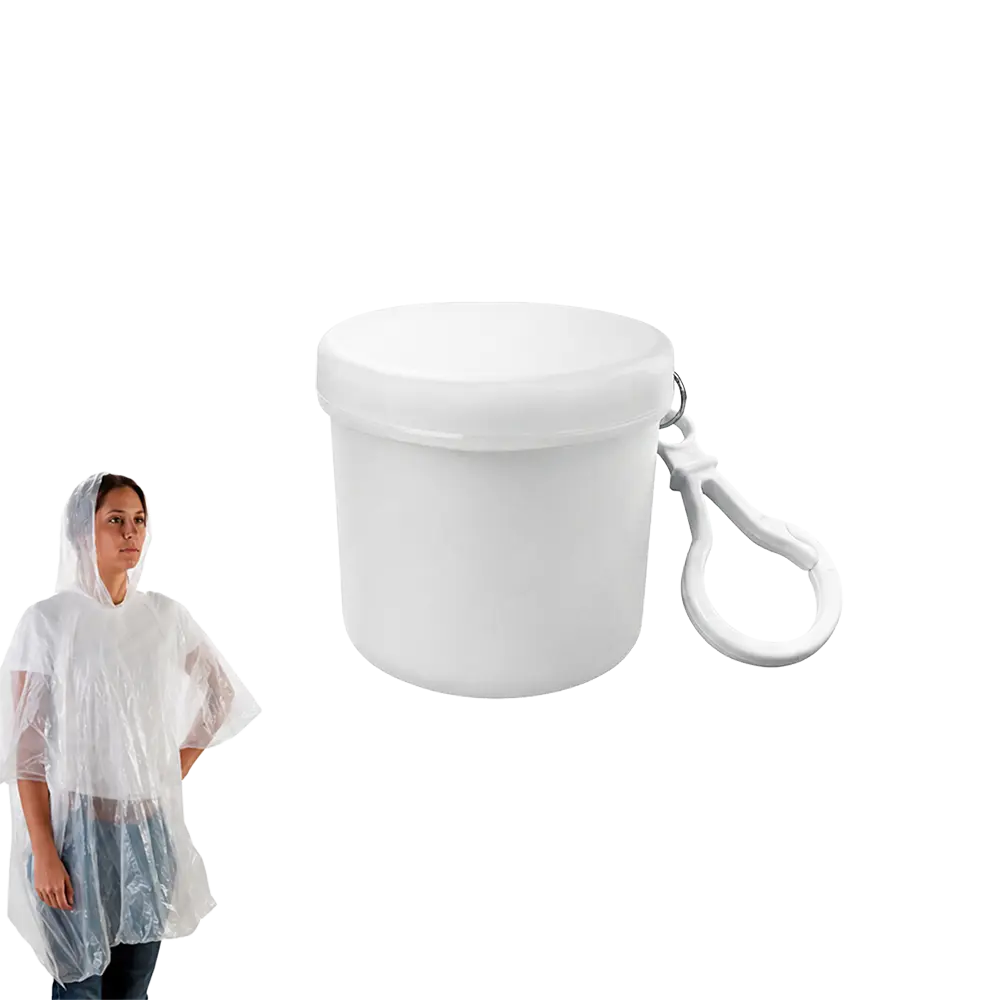 PONCHO LLUVIA BARRILITO BLANCO CON LLAVERO