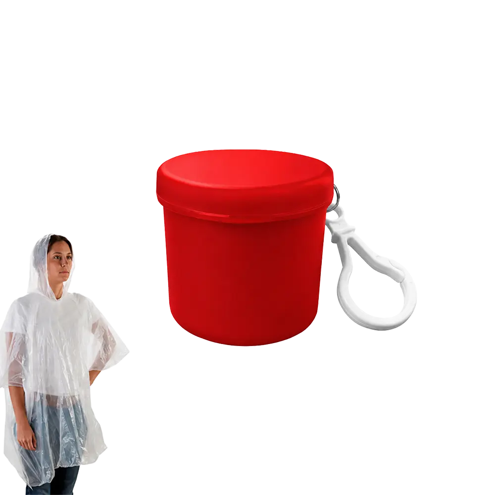 PONCHO LLUVIA BARRILITO ROJO CON LLAVERO