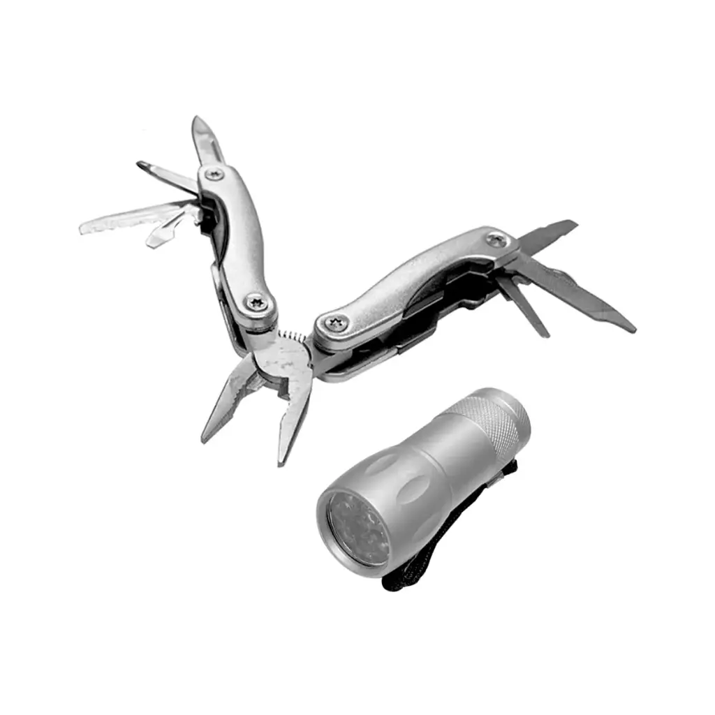 SET DE LINTERNA CON PINZAS 9 FUNCIONES