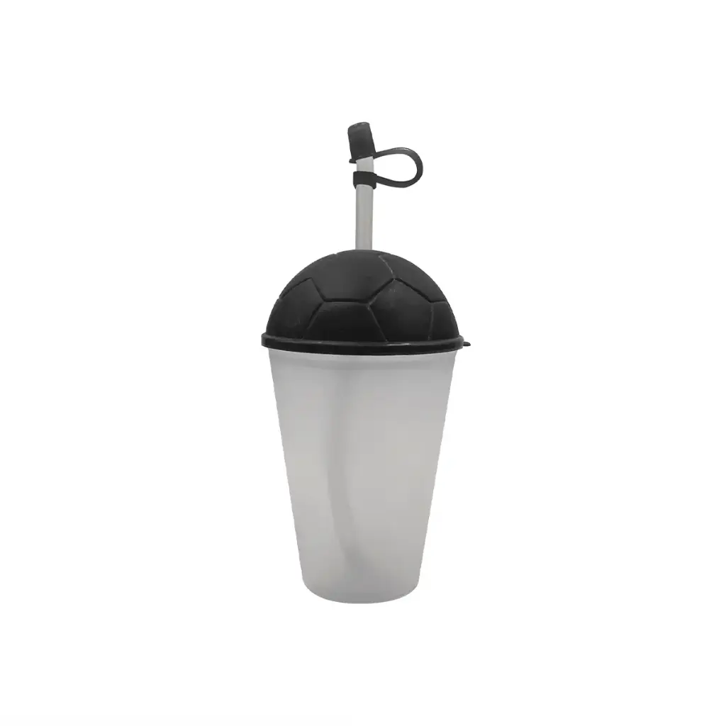 VASO FROSTY CON TAPA FUTBOLERA COLOR NEGRO 450ML