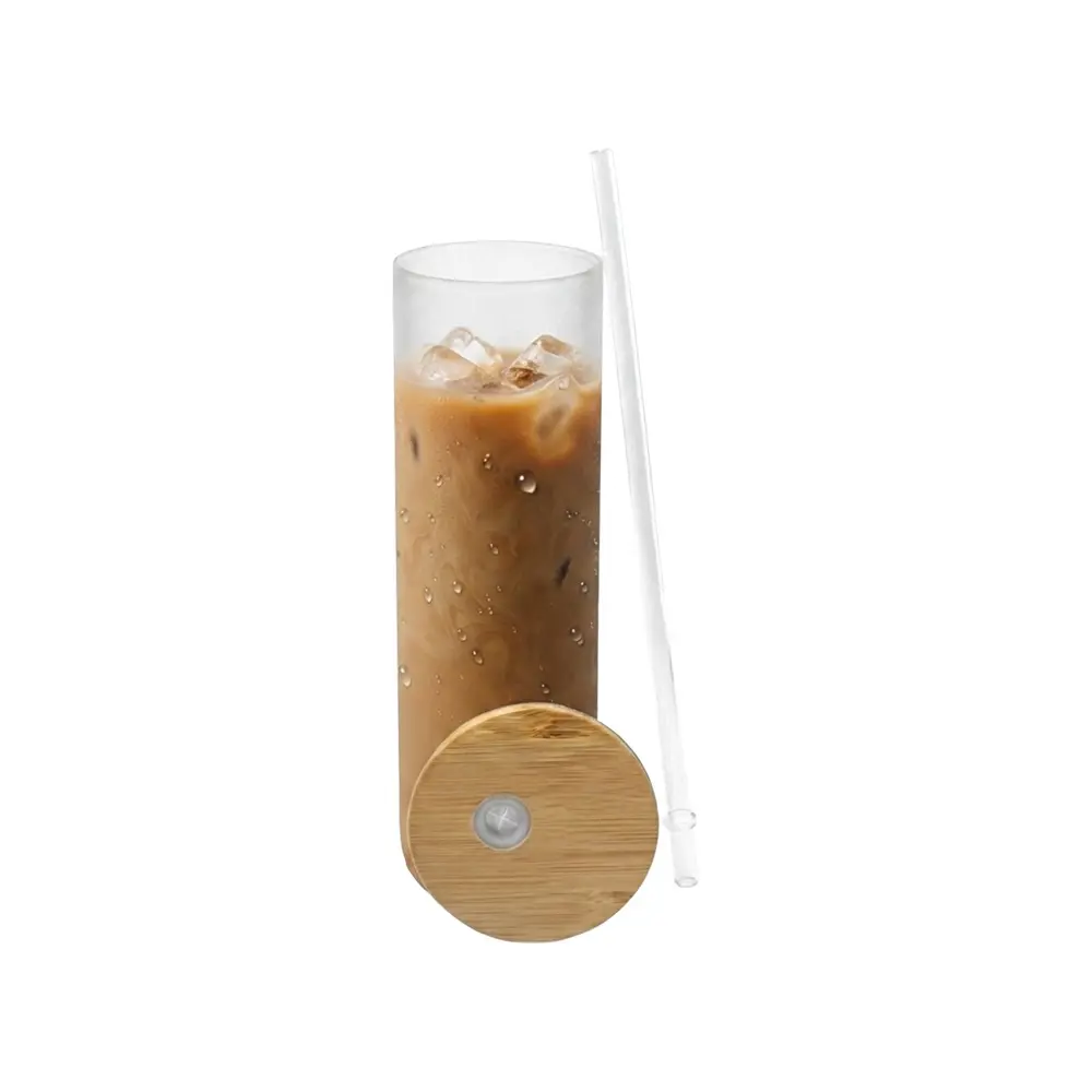 VASO DE VIDRIO CON TAPA BAMBU 