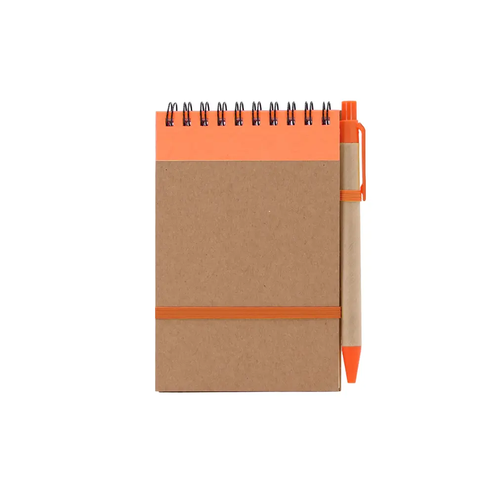 LIBRETA ECOLOGICA HEGA NARANJA CON BOLIGRAFO