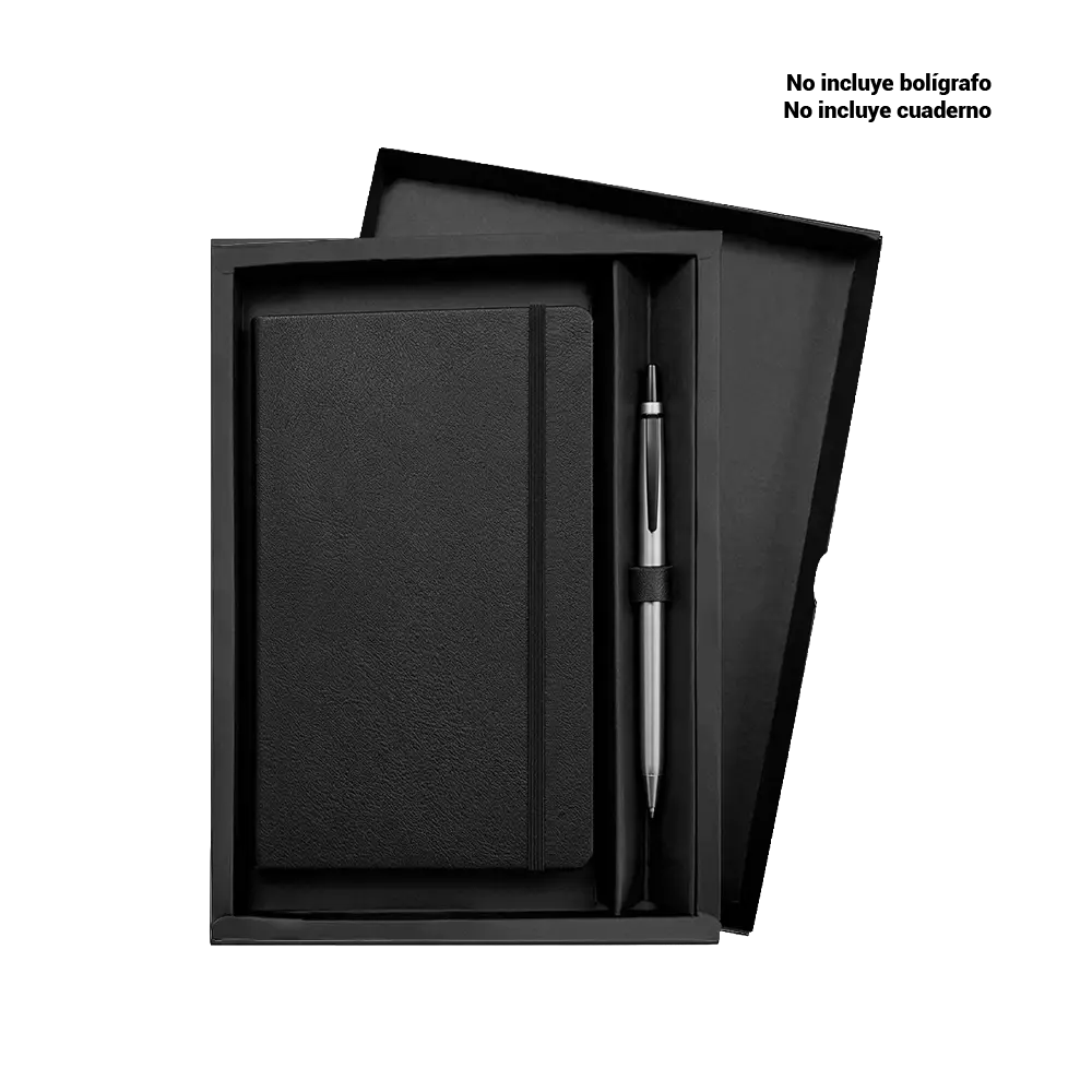 CAJA NEGRA PARA CUADERNO Y BOLIGRAFO
