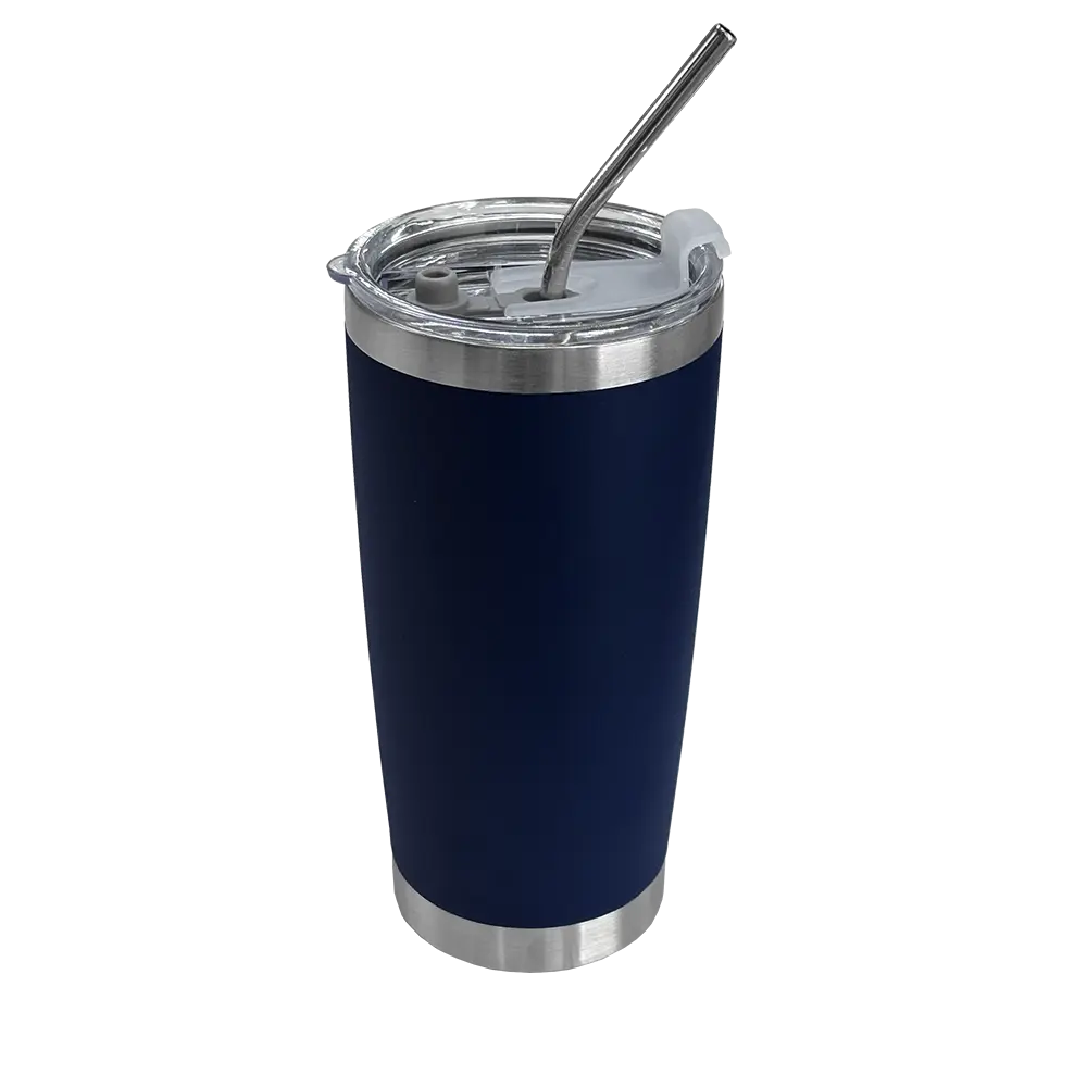 VASO TERMICO TUMBLER CON SORBETE COLOR AZUL MARINO