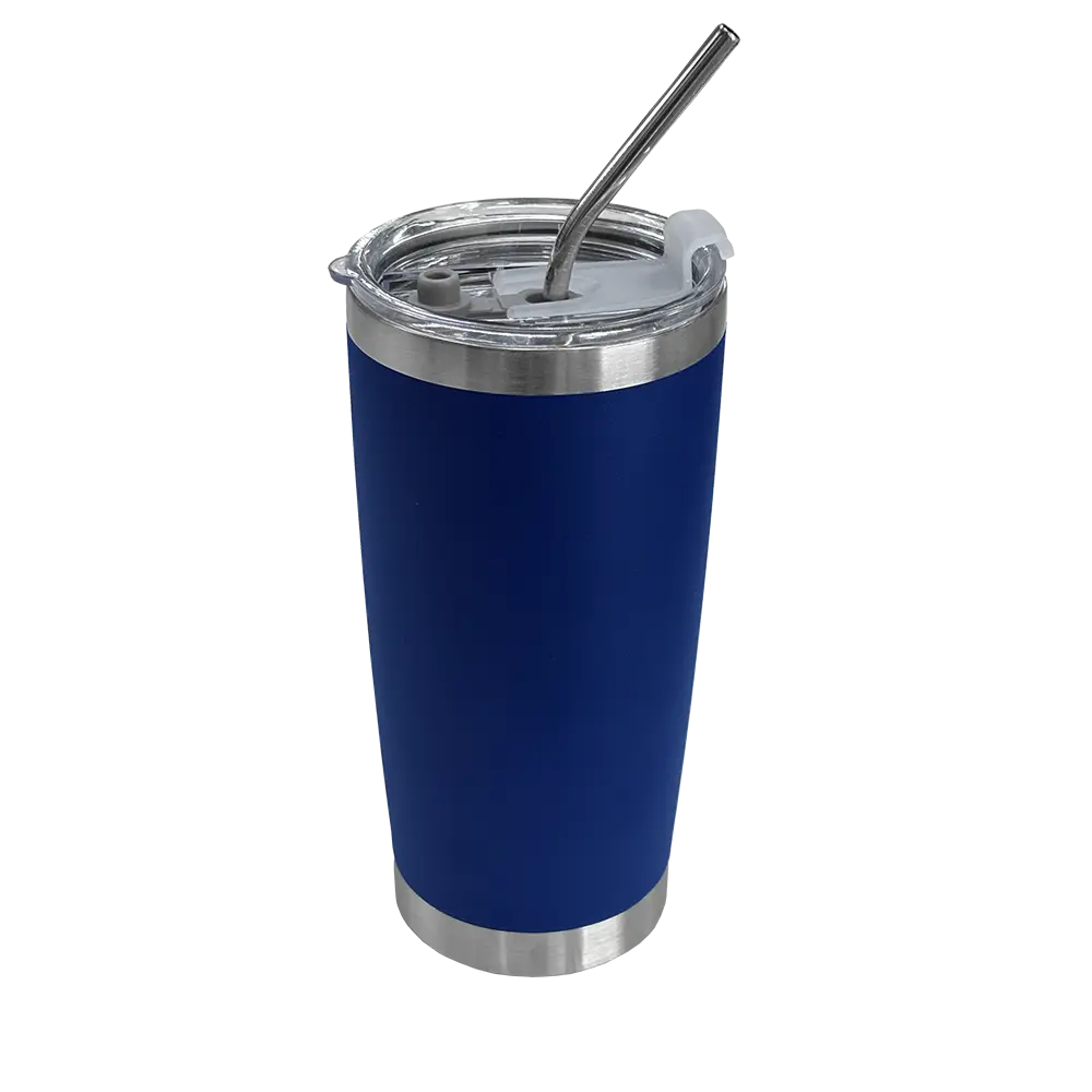 VASO TERMICO TUMBLER CON SORBETE COLOR  AZUL ELECTRICO