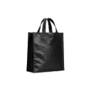 BOLSO CAMBRELA PLASTIFICADO NEGRO CON TIRA 23X22X11