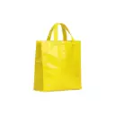 BOLSO CAMBRELA PLASTIFICADO AMARILLO CON TIRA 23X22X11