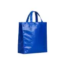 BOLSO CAMBRELA PLASTIFICADO AZUL CON TIRA 27X29X12