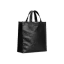 BOLSO CAMBRELA PLASTIFICADO NEGRO CON TIRA 27X29X12