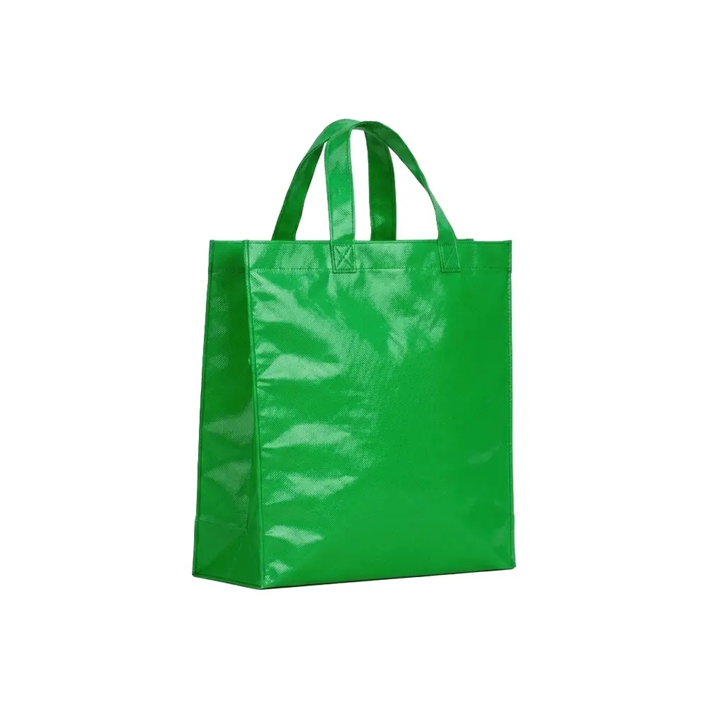 BOLSO CAMBRELA PLASTIFICADO VERDE CON TIRA 27X29X12