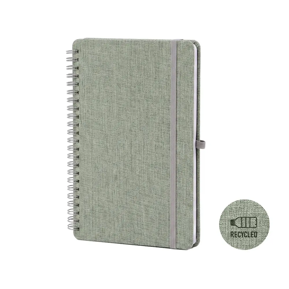 CUADERNO ESPIRAL RPET CON SOPORTE DE CELULAR GRIS