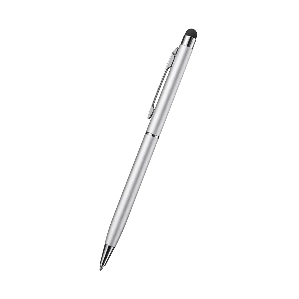 BOLIGRAFO METALICA TOUCH PLATEADO CON TOUCH NEGRO