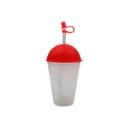 VASO FROSTY CON TAPA FUTBOLERA ROJO 450ML